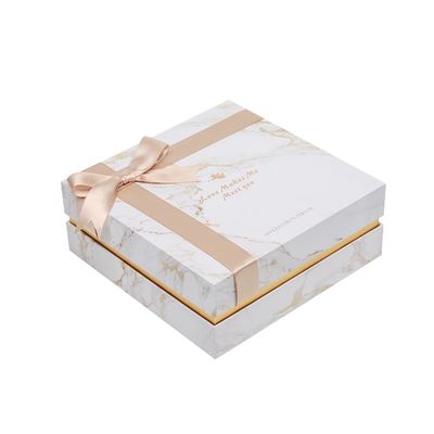 la caja de regalo de papel rígida de la textura de mármol de los 21*21*9cm, quita la caja de la tapa para el favor de la boda