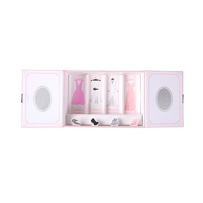 El OEM rosado magnético modifica la caja de papel cosmética de la impresión para requisitos particulares, caja de regalo de la puerta doble 4 pedazos