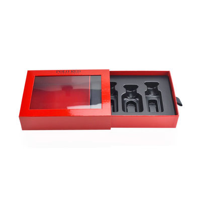 cajas de regalo rojas del perfume de los 20*15*5cm Logo With Black Ribbon de sellado negro