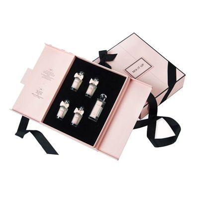 lujo del rosa de la caja del arco de la cinta del cierre de la puerta doble de 2 pedazos para el perfume