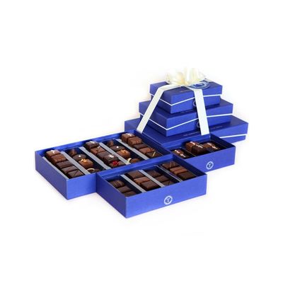 El chocolate de lujo multiusos de los azules marinos encajona empaquetando, las cajas vacías de la trufa modificadas para requisitos particulares