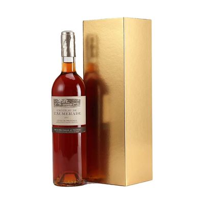 Oro brillante de empaquetado de las cajas de la cartulina del regalo robusto plegable del vino con la grabación en relieve
