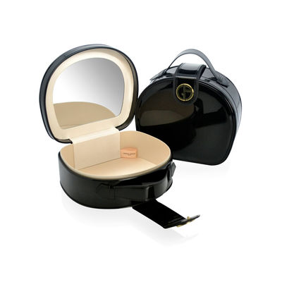 Manija y espejo de Multipurpose With Top del organizador del maquillaje de la ronda del negro del ODM
