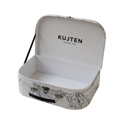 Cesto decorativo de la caja de regalo de la maleta del almacenamiento del recuerdo del mapa con la tapa