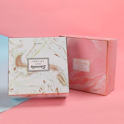 Caja de regalo de cumpleaños de impresión de mármol de logotipo personalizado con cajas rígidas hechas a mano de bolsa de papel