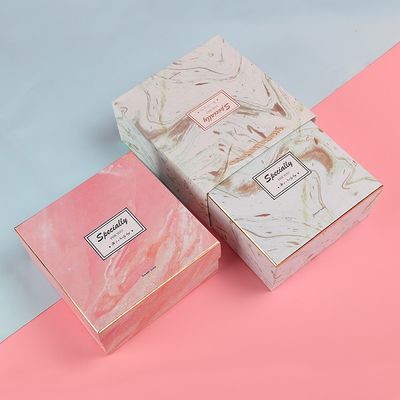 Caja de regalo de cumpleaños de impresión de mármol de logotipo personalizado con cajas rígidas hechas a mano de bolsa de papel