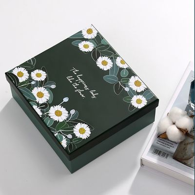 Tapa rígida de encargo decorativa y cajas de regalo bajas de la cartulina para el paquete del bocado