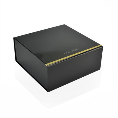 Cajas de regalo magnéticas plegables hechas a mano del color de CMYK los 20.5*20.5*9cm negros brillantes