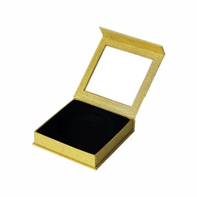 caja de regalo de papel rígida de la ventana transparente del 10*10*3.5cm con el ANIMAL DOMÉSTICO Tray Shiny Gold