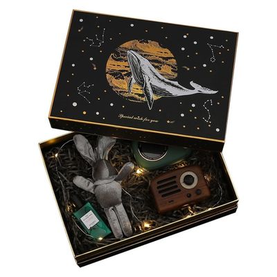 Caja rígida de encargo del hombro, cajas de 2 pedazos con el papel destrozado los 29*21*9.5cm