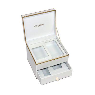 Cajas de regalo cosméticas multifuncionales dos gradas con la cinta grosgrain