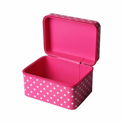 cierre blanco rosado del 18*13.5*11cm Dots Portable Cosmetic Box Zipper