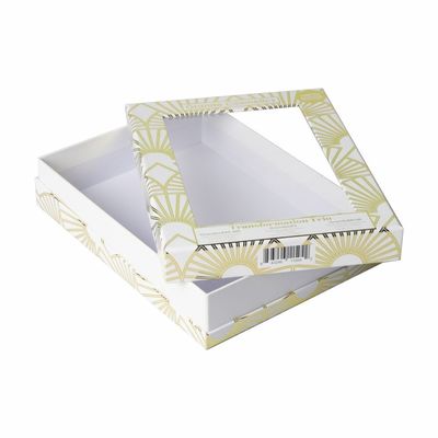La bandeja el 100% del ANIMAL DOMÉSTICO reciclado compone las cajas de regalo con la ventana clara
