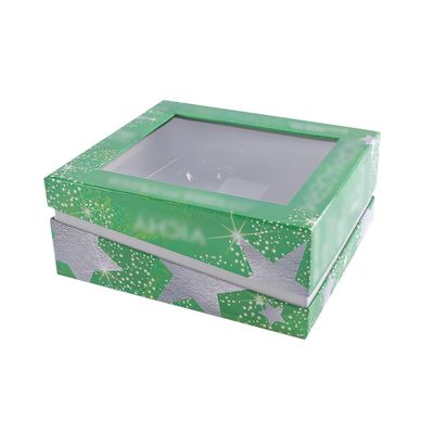 Ventana clara cosmética de las cajas de regalo del verde ISO9001 con el labio de la hipotenusa