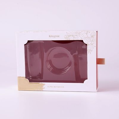 Tipo color cosmético del cajón del cuidado de piel de las cajas de regalo PMS con el tirador del satén