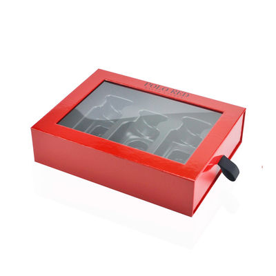 cajas de regalo rojas del perfume de los 20*15*5cm Logo With Black Ribbon de sellado negro
