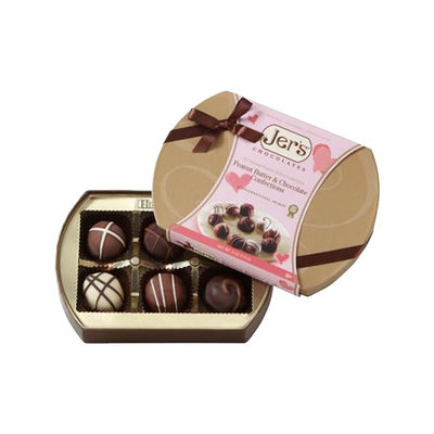 Chocolate vacío de la recepción del OEM el pequeño encajona la forma elíptica para el aniversario