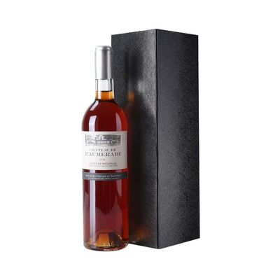 Caja de regalo grabada en relieve plegable del vino que empaqueta, negro brillante de la cartulina de la caja de regalo de la botella del licor