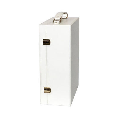 Reuniéndose alineando las cajas de empaquetado del regalo de cuero del vino de la PU, caja del vino de 3 botellas con los corchetes dobles