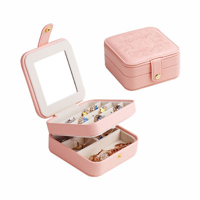Caja portátil de la joyería del viaje de las divisiones desmontables, joyero el 11.5*11.5*5.7cm de dos capas