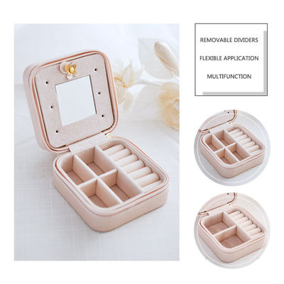 Caja de joyería personalizada recepción del viaje del OEM ISO9001 con el espejo para las mujeres