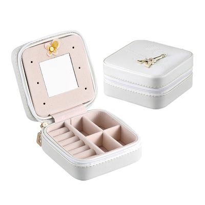 Caja de joyería personalizada recepción del viaje del OEM ISO9001 con el espejo para las mujeres