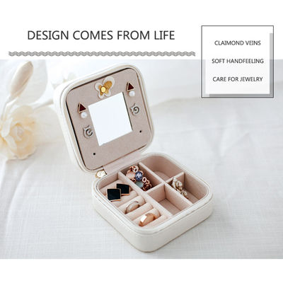 Caja de joyería personalizada recepción del viaje del OEM ISO9001 con el espejo para las mujeres
