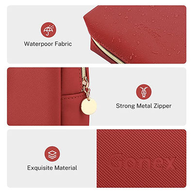 Pequeño rojo Zippered de cuero del bolso cosmético del maquillaje de la PU para el uso diario