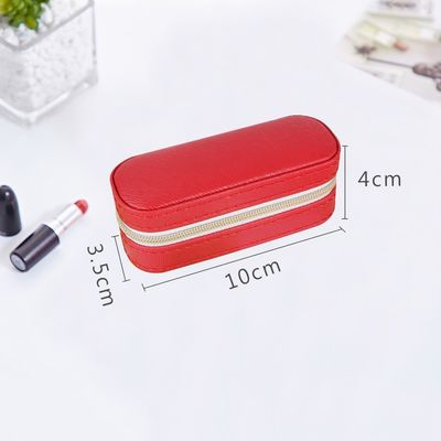 Mini caja de cuero el 10*4*3.5cm de la barra de labios del viaje de la PU con el cierre doble de la cremallera