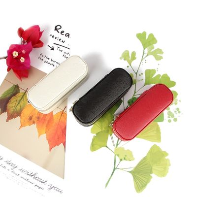 Mini caja de cuero el 10*4*3.5cm de la barra de labios del viaje de la PU con el cierre doble de la cremallera