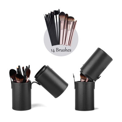 Capacidad grande bien Stitiched del maquillaje del tubo de cuero sintético del cepillo