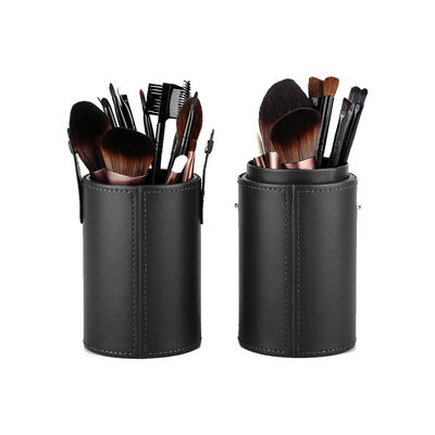 Capacidad grande bien Stitiched del maquillaje del tubo de cuero sintético del cepillo