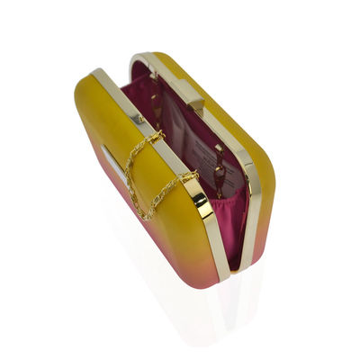 Logo Evening Clutch Bag plateado de metal adaptable con el oro desprendible Tone Chain