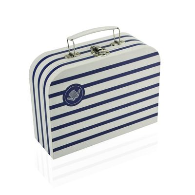 Caja de regalo de papel de la maleta del modelo de la raya para la ropa de los niños