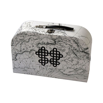 Cesto decorativo de la caja de regalo de la maleta del almacenamiento del recuerdo del mapa con la tapa