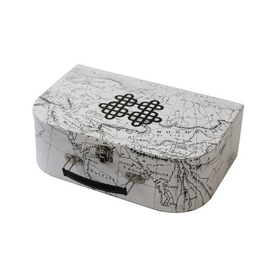 Cesto decorativo de la caja de regalo de la maleta del almacenamiento del recuerdo del mapa con la tapa
