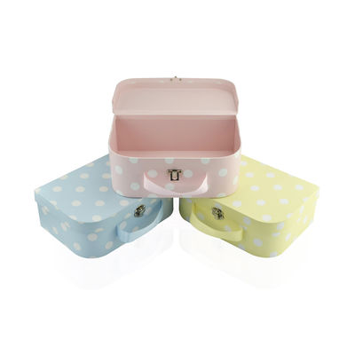 Caja de Dot Pattern Cardboard Storage Suitcase de 3 sistemas con la manija de la cinta